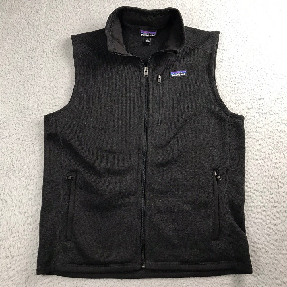 Patagonia Better Sweater Vest Mens L Black Full Zip Fleece Pockets